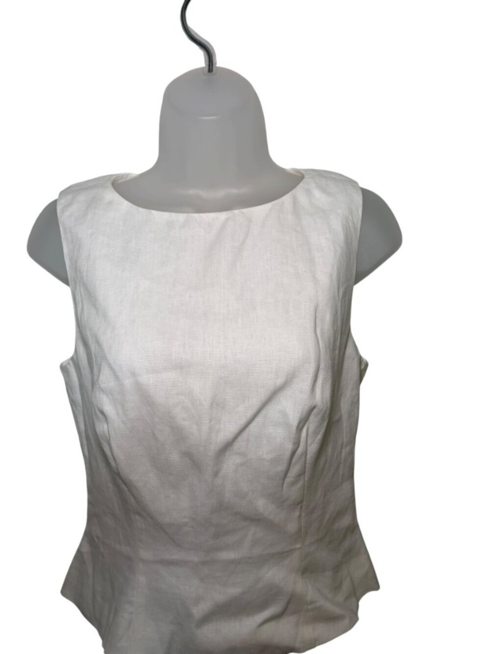 o.p.t White Linen Peplum Tank Top Size 6 NWT Sleeveless Blouse - Picture 3 of 6